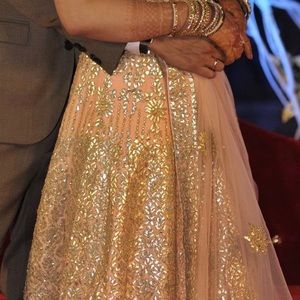 Lehenga gota patti blush pink peach silk lehenga